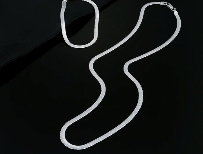 Set di collane con bracciale a catena in argento sterling 925 da 4 mm per donna uomo set di gioielli da sposa per feste di moda regali platinumshop