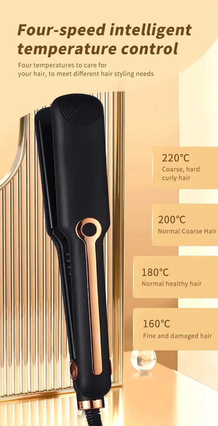 Tinsol 2-in-1 Hair Straightener Curling Iron Ceramic Plate Negative Ion Wide Plate Temperature Adjustable Hair Straightener