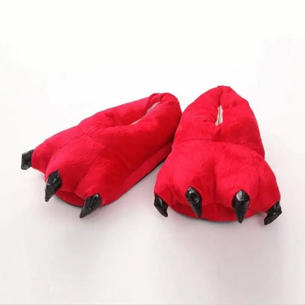 1 Pair Cute Dinosaur Claw Plush Slippers Warm Soft Indoor Slippers for Women and Men Winter House Slippers