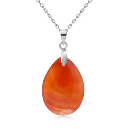 New Fashion Natural Stone Crystal Pendant Teardrop Simple Pendant Necklace Earrings Making Jewelry With Chain collar PlatiNum