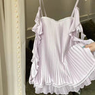 Camicia da Notte Sexy da Donna in Seta Chiffon Morbida con Spalline e Pieghe, Lingerie Scopriscapo con Maniche a Sbuffo e Dettagli Arricciati, Collezione 2026