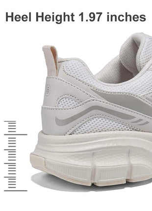 Baasploa Women Running Shoes Lightweight Breathable Sport Shoes Female Comfort White Casual Sneakers Height Increase Cushioning PlatiNum