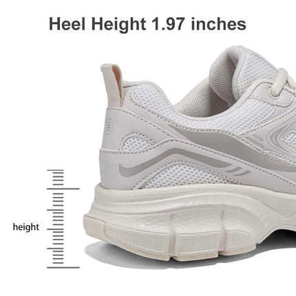 Baasploa Women Running Shoes Lightweight Breathable Sport Shoes Female Comfort White Casual Sneakers Height Increase Cushioning PlatiNum