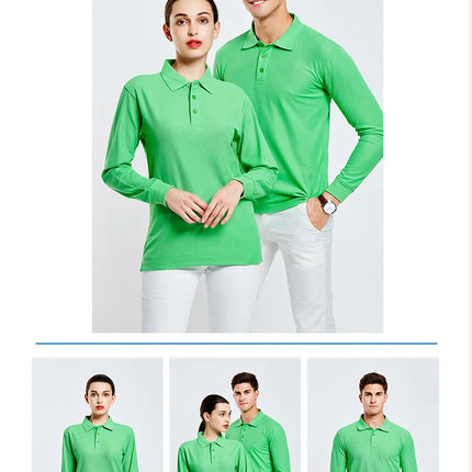 Long sleeve polo shirt in breathable cotton Personal Company Group Design Custom Logo print embroidery Casual men's and women's tops