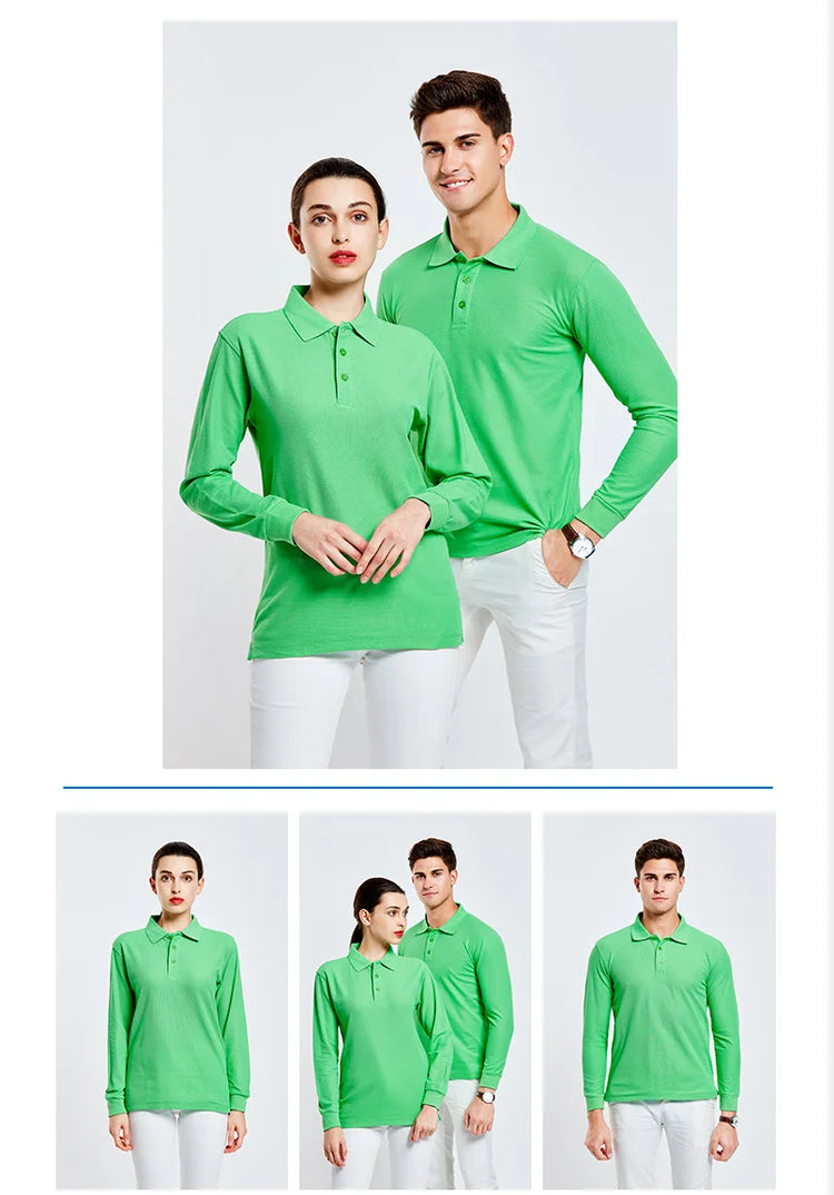 Polo a maniche lunghe in cotone traspirante Personal Company Group Design Logo personalizzato stampa ricamo Casual uomo e donna top