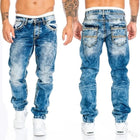 New 2025 men's jeans straight leg elastic slim fit jeans men's long pants men's casual pants denim pants loose jeans PlatiNum