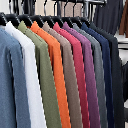 100% pure cotton autumn and winter men's sports fashion brand embroidered pony long-sleeved POLO business casual T-shirt
