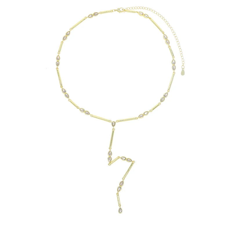 Barra geometrica a goccia Cubic Zirconia CZ Catena a maglie Lunga Y Lariat Collana di moda donna sexy 2026 Nuovo arrivato