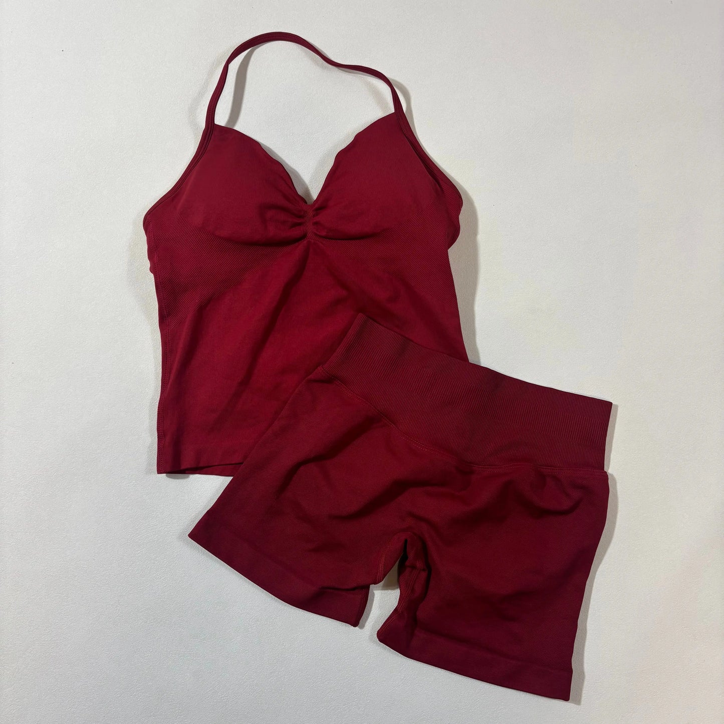 Yoga 2pcs Impact Gym Set Women Backless Tank Tops High Waist Scrunch Seamless Shorts Fitness Clothes Activewear Workout Sets