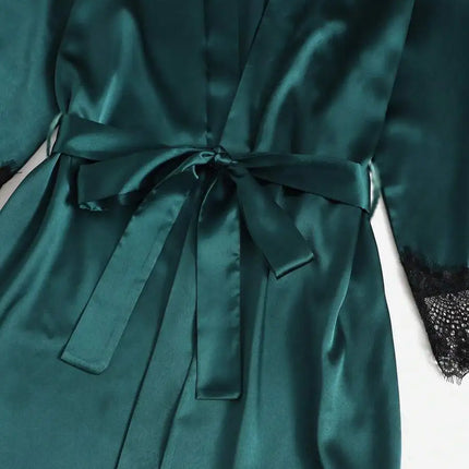 5 pezzi pigiama da notte in raso da donna set accappatoio lingerie sexy accappatoio abito da notte in seta di pizzo pantaloni indumenti da notte vestiti per la casa PJ