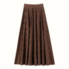 Women Cashmere Skirt A-Line Jacquard Elastic Waist Flared Skirt Autumn Winter 100% Cashmere Knitted Office Lady Curled Hem Dress PlatiNum