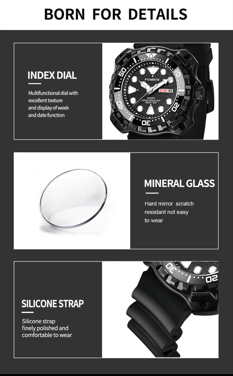 Orologio da uomo LIGE 2026 alla moda, orologio sportivo di lusso con quadrante grande, impermeabile, luminoso, al quarzo, con datario, per uomo, marca Foxbox platinumshop