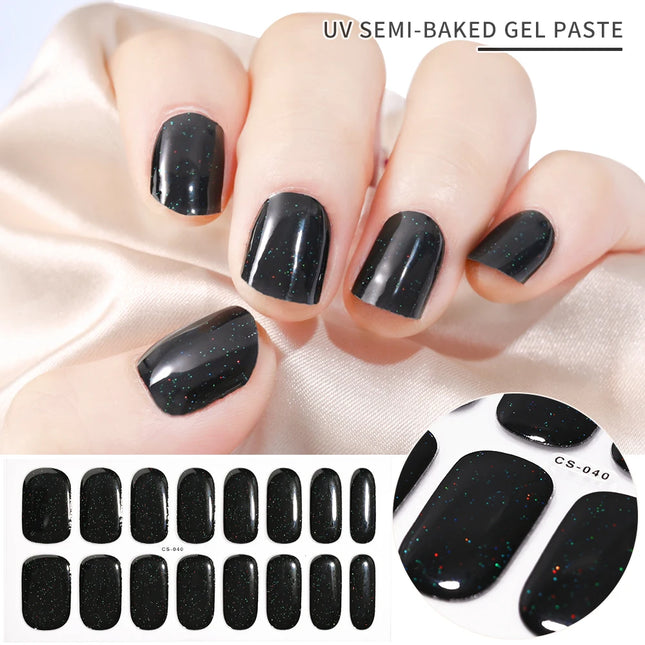 Semi Cured Wraps Fast Gel Nail Sticker Soild Nail Gel Wraps Adhesive Full Cover Gel Nail Decal UV Lamp Cured Manicure Decoration2028