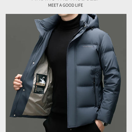 Real 85% Goose Down Jacket Men 2025 Winter Warm Puffer Coat Luxury Hood Thermal Outdoor Jacket Goose Down Parkas Zipper Clothes