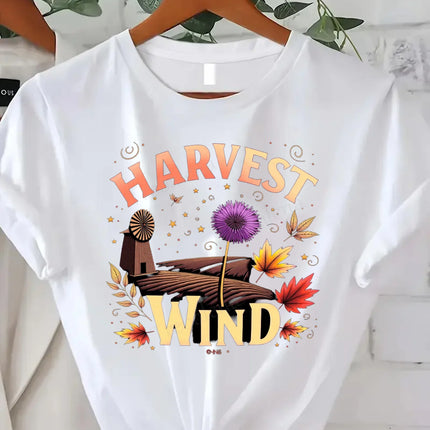 Comoda maglietta da donna con stampa "T-shirt Falling Leaves Rising Spirits - Maglietta con grafica floreale autunnale"