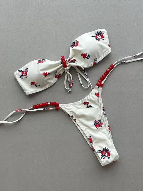 Micro Bikini 2026 Costume da Bagno Donna Nuova Stampa Bikini Halter Set Brasiliano Biquini Femminile Perizoma Abbigliamento da Spiaggia per Feste