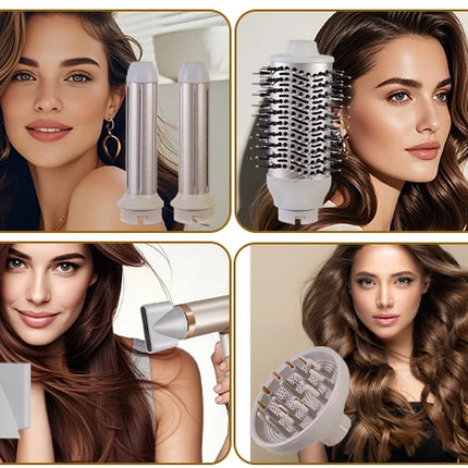 Hatteker Hair Dryer Styler Multi-Function Hot Air Brush Straight/Curly Foldable Blow Combo for Women Travel Lightweight