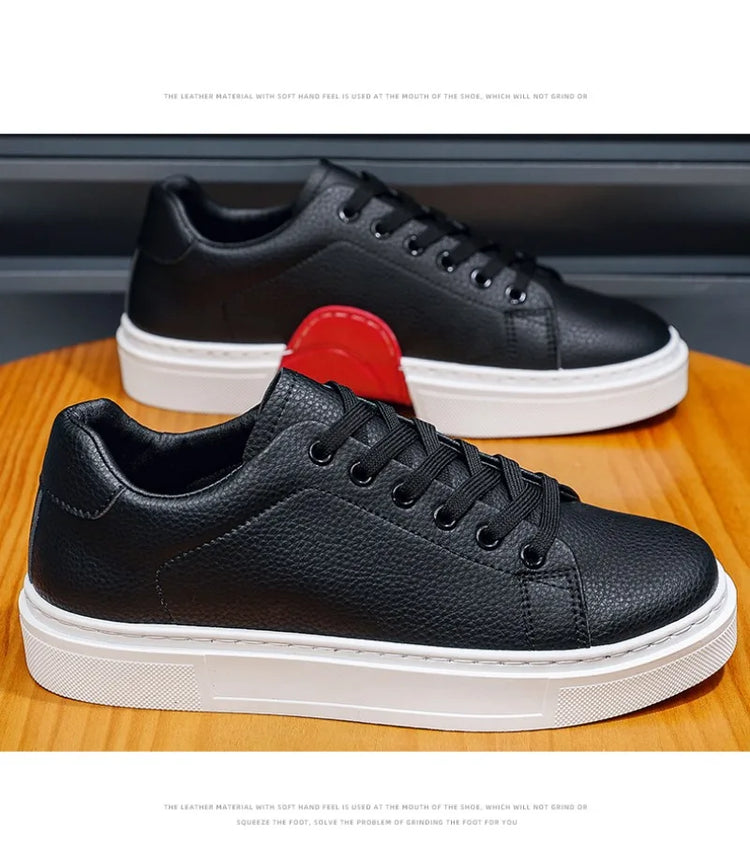 Fashion Men's Sneakers High Quality Leather Casual Shoes Luxury Business Office Shoes Trendy Skateboard Shoes Zapatillas Hombre