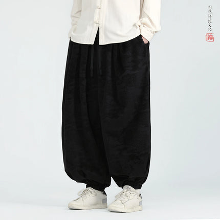 Pantaloni di velluto da uomo autunno inverno pantaloni larghi stampati casual da uomo stile giapponese Harun comodi pantaloni da jogging da uomo streetwear