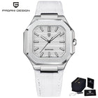PAGANI DESIGN 37MM Orologio al Quarzo di Alta Gamma, Quadrato, Semplice ed Elegante, con Cristallo Zaffiro, Cassa in Acciaio Inossidabile, Regalo per Uomo