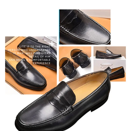 Mocassini da uomo di lusso in vera pelle slip on scarpe eleganti da lavoro casual nere scarpe da ufficio per feste di matrimonio da uomo