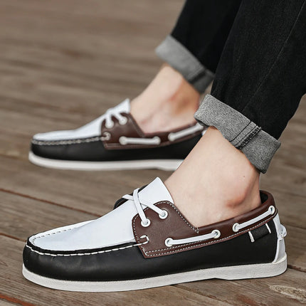 Scarpe mocassini da uomo alla moda con punta a grembiule, comode antiscivolo per passeggiate all'aperto, viaggi, primavera ed estate