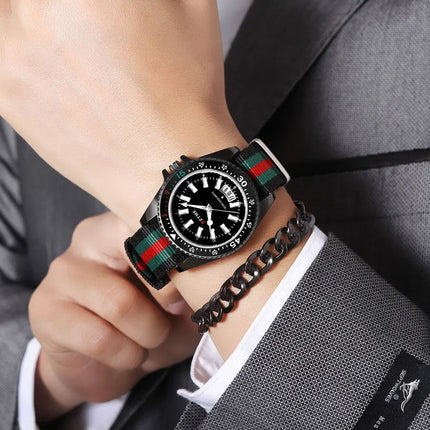 Nuovo orologio da calendario con cinturino in nylon da uomo alla moda, lussuoso e semplice orologio al quarzo con luce notturna per uomo d'affari e donna platinumshop