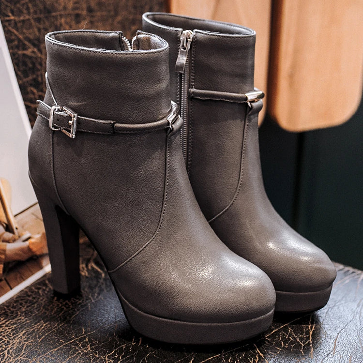 Brand Ankle Boots For Women Platform Fashion Elegant High Heel Short Boot Large Size Zipper Autumn Winter Black Green Shoes Lady