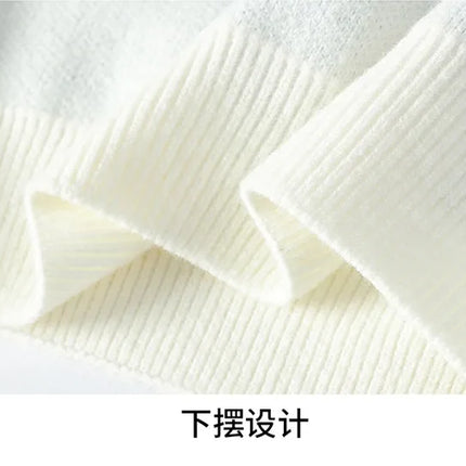 2024 Patchwork Knitted Sweater Trend High Street Autumn Winter Warm Men's Tops Hip-hop Street Clothing Fishing Sports Pullover