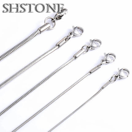 SHSTONE 1mm/2mm/3mm Women Snake Chain Men 925 Sterling Silver 40-75cm Necklaces Fashion Choker Jewelry Classics Neck Necklace PlatiNum