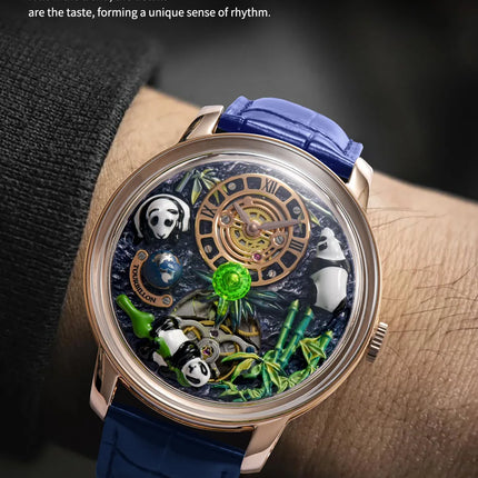 Pindu Luxury and stylish personalized waterproof panda dial fully automatic mechanical men's watch serpentine tourbillon watch