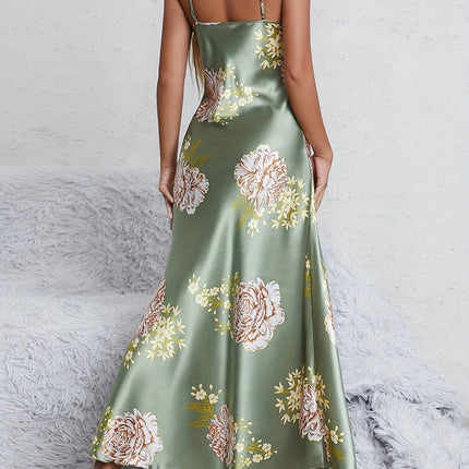 Elegante sexy scollo a V stampa floreale comfort setoso liscio donna slip camicie da notte abiti da notte per l'estate pigiama pigiameria pjs