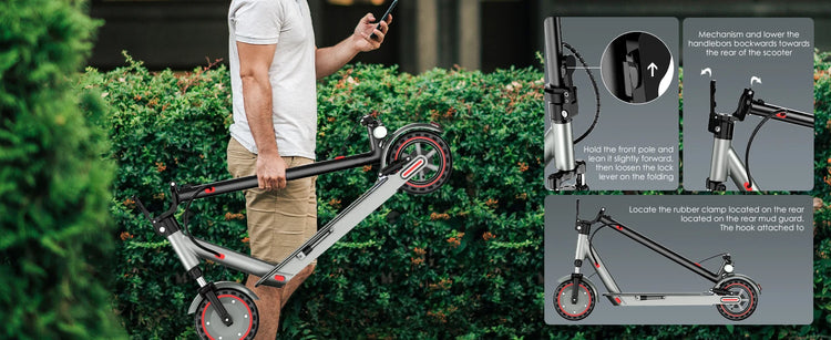 HiQiS D8 pro 350W Potente scooter elettrico Gamma 30KM Pneumatico solido da 8,5 pollici Monopattino elettrico 10.5Ah 30KM/H E-scooter