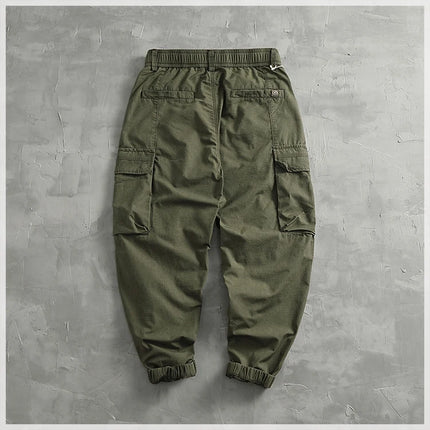 Men's corset casual pants loose 3D vertical cut retro military style outdoor scratch resistant multi-pocket cargo pants