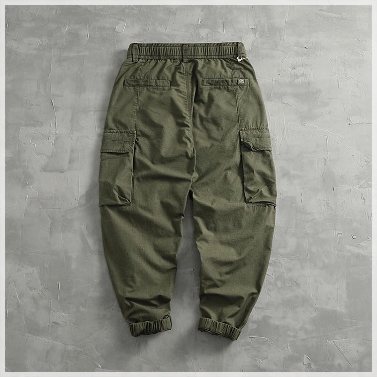 Men's corset casual pants loose 3D vertical cut retro military style outdoor scratch resistant multi-pocket cargo pants