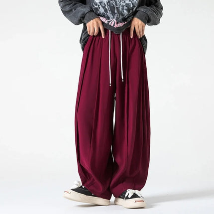 Pantaloni a Gamba Dritta da Uomo, Casual e alla Moda, con Vita Alta Elasticizzata, Stile Harajuku, Larghi, Streetwear, Taglie Fino a 5XL
