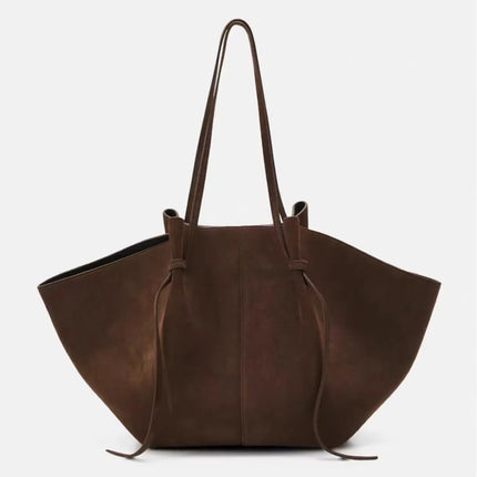 Borsa tote grande da donna, borsa a tracolla in pelle scamosciata, design con nodo, borsa versatile