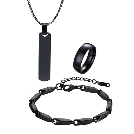 Set di 3 Collane con Barra Verticale per Uomo, Collana con Ciondolo in Acciaio Inossidabile Stile Hip Hop, Set di Gioielli alla Moda Regalo per Lui platinumshop