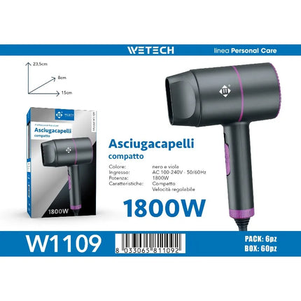 Professional Hair Dryer Collection, Foldable & Compact Household Hair Blow Dryer Series, Multi‑Power 1600‑2200W Ionic Hairdryer for Home Salon Daily Hair Styling