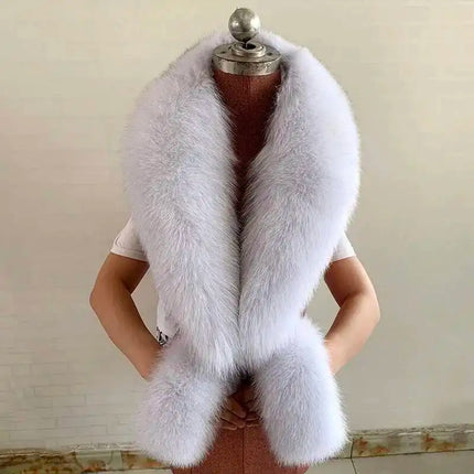 Real Fur Collar And Cuffs Set Winter Coat Accessories Women Fluffy Large Fur Shawl Neak Warm Fox Fur Scarf Furry Scarves Female
