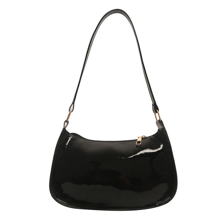 Retro Solid Color PU Leather Shoulder Underarm Bag Women's Fashion Handbags Casual Hobos Purses and Handbag Ladies Hand Bags PlatiNum