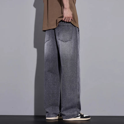 Abbigliamento da uomo Pantaloni a gamba larga Jeans larghi Streetwear Pantaloni in denim moda dritti Y2k Pantaloni da uomo in vita elastica lavati vintage