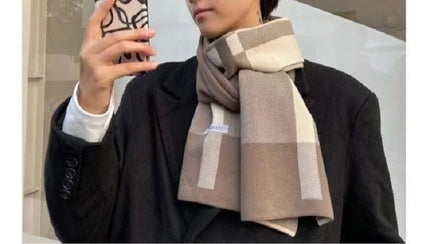 Winter Men Scarf Keep Warm Scarf Casual Fashion Brand Designers Knit Neckerchief Patchwork Wool Cashmere Scarf Shawl Wrap AC2228