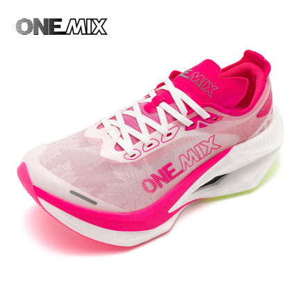 ONEMIX Nuove Scarpe da Corsa Professionali Marathon con Piastra in Carbonio a Tutta Lunghezza, Supporto Stabile e Assorbimento degli Urti, Ultra Leggere PlatiNum