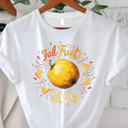 Comfortable Printed Women's T-shirt Thanksgiving Autumn Leaves T-shirt Women's Fall Seasonal Graphic T-shirt