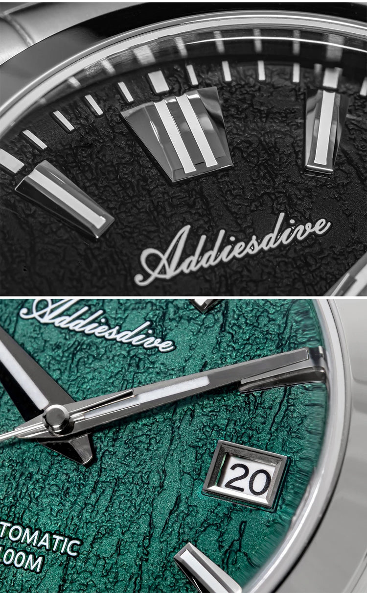 ADDIESDIVE Top Brand Automatic Watch For Men Sapphire Glass Unique Bark Texture Waterproof Luminous Mechanical Watch New AD2075