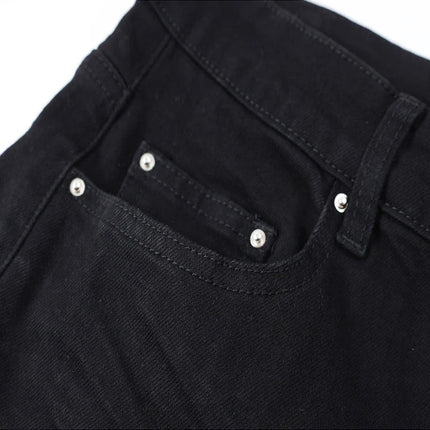 Designer street fashion men's jeans washed, elastic, slim fit, perforated, cashew flower patch, black denim high street pants, h PlatiNum