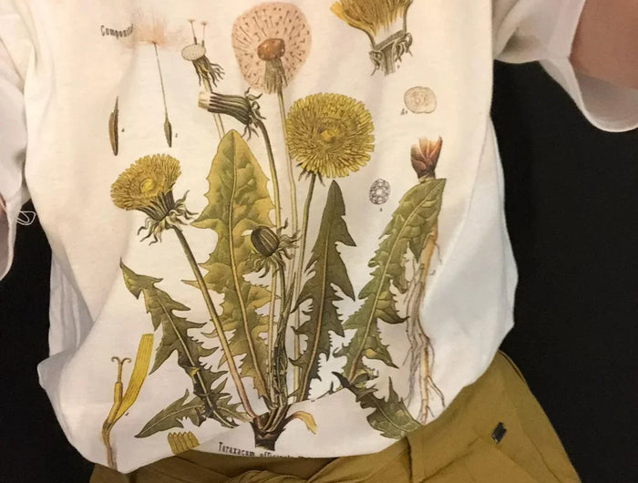 Dandelion Botanical Graphic T-Shirt Hiking Shirt Botanical Print T-Shirt Oversized Cotton Short Sleeve Top Women's Harajuku Clothing