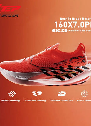 Xtep 160X 7.0 Pro Running Shoes 2025 Professional Marathon PB Carbon Plate Sports Shoes Cushioning Shock Sneakers 975319110041 PlatiNum