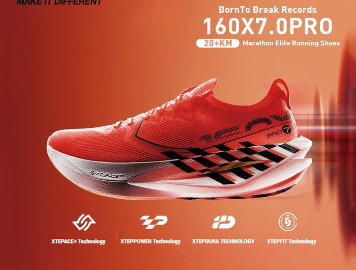 Xtep 160X 7.0 Pro Running Shoes 2025 Professional Marathon PB Carbon Plate Sports Shoes Cushioning Shock Sneakers 975319110041 PlatiNum